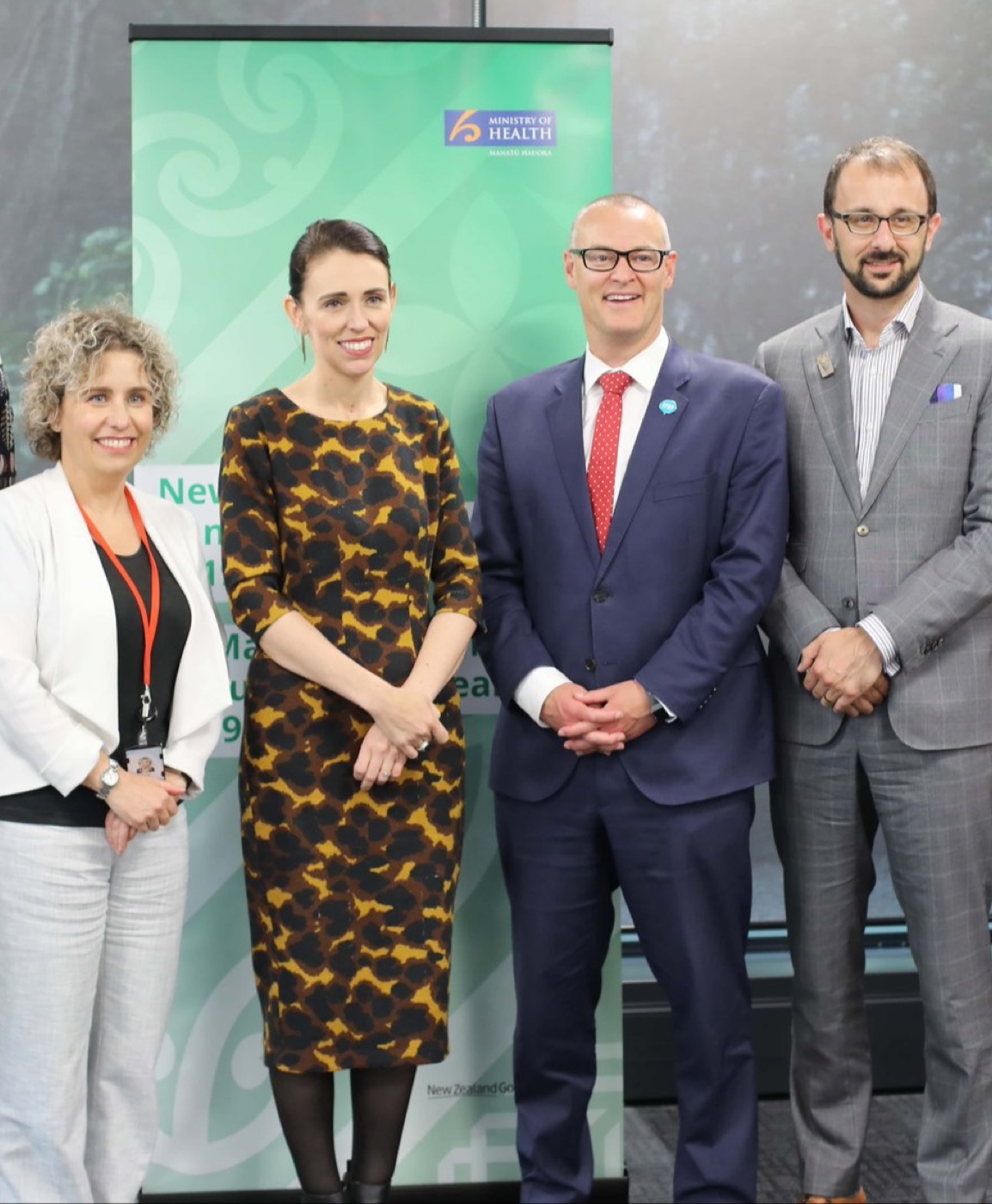 Chris Jackson with New Zealand cancer leaders and Prime Minister Jacinda Ardern in 2019